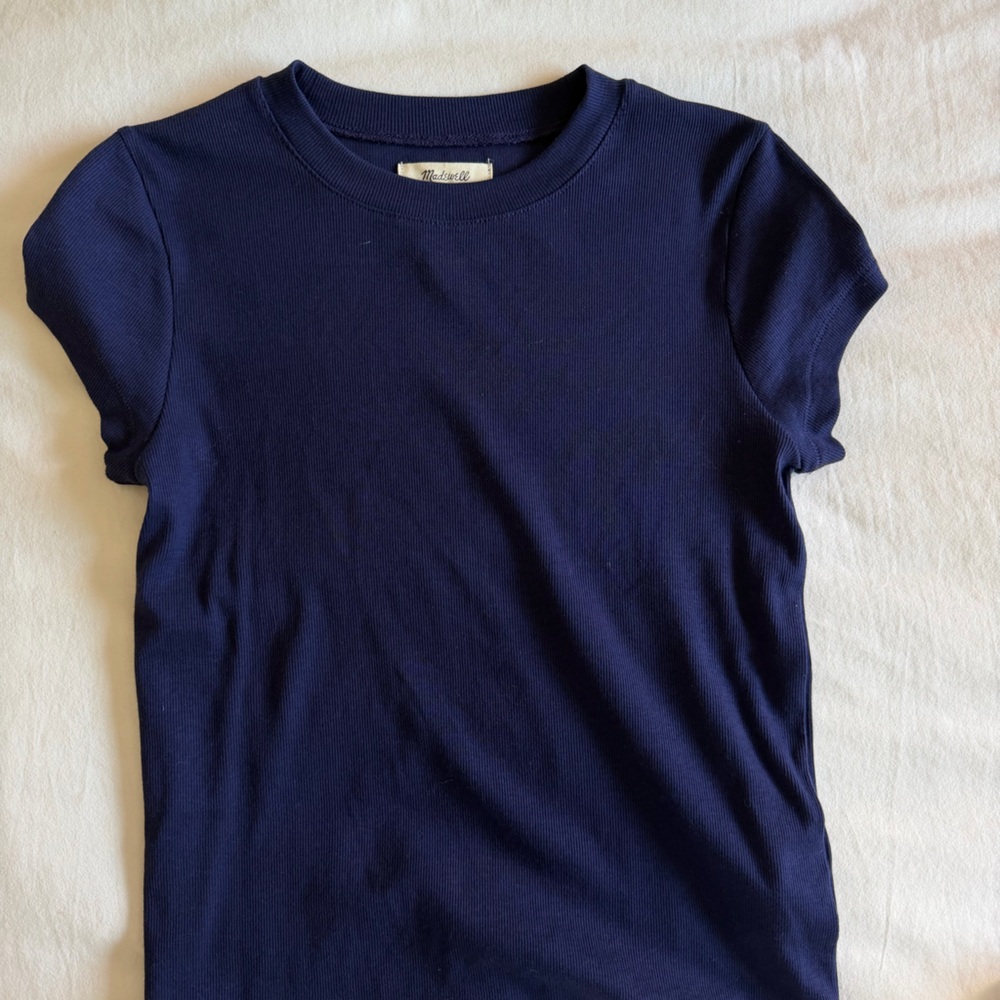 Madewell Deep Navy Ribbed Crewneck Tee